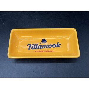 Tillamook Yellow Ceramic Cheese Block Tray Trinket Dish 5 3/4”